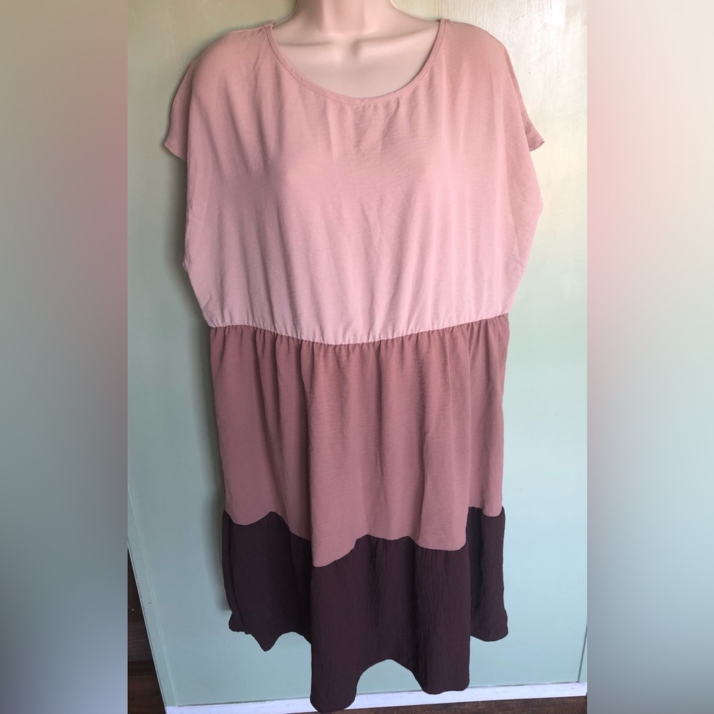Emery Rose Women’s Dress XL Pullover 3 Tone Light Weight Pink Beige Beach Summer